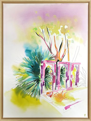 aquarelle contemporaine paysage mixed media artiste broderie 
