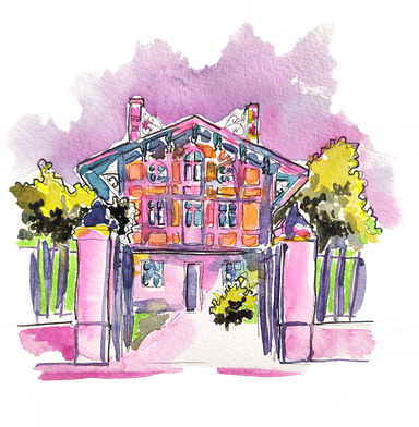 Illustration aquarelle villa clement V Pessac