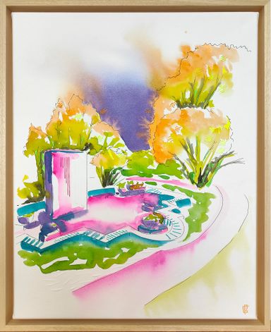 aquarelle Barails aquarelle sur papier coton broderie fait main artiste brodeuse 