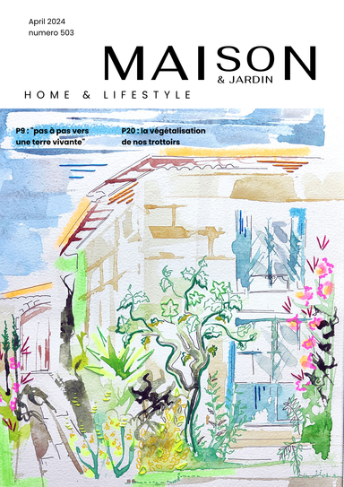Première de couverture representant une maison végétalisé en illustration pour un magazine de jardin